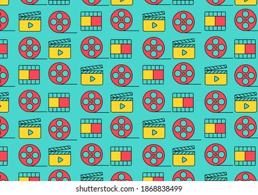 Cinema seamless pattern background. Movie and Entertainment. Vector illustration