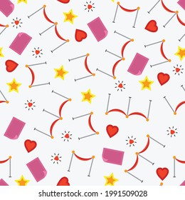 Cinema seamless pattern background vector. Seamless pattern with Movie icons background vector