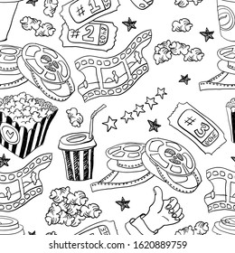 Kinonahtloses Muster. Vektor-Doodles-Hintergrund