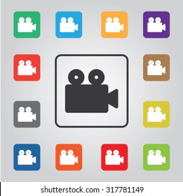 Cinema search colored vector icon set for web and mobile