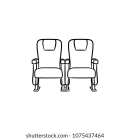 Cinema seat hand drawn outline doodle icon. Row of cinema chair vector sketch illustration for print, web, mobile and infographics isolated on white background.