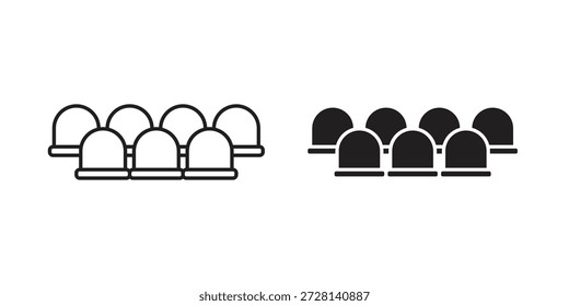 Esquema de icono de asiento de cine y signo de Vector sólido, pictogramas lineales