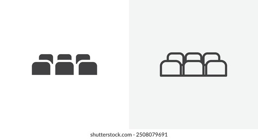 Cinema seat icon in solid and outlined style