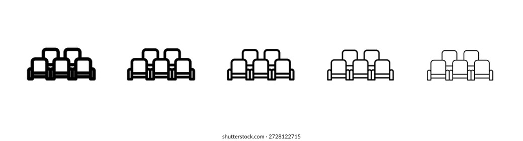Cinema seat icon vector in editable stroke linear pictogram