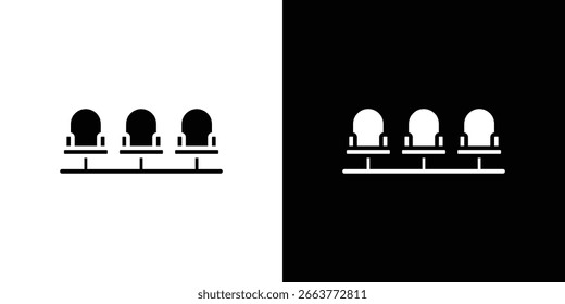 Ilustración vectorial de iconos de asiento de cine - Colección de iconos vectoriales de estilo negro de alta calidad