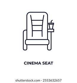 cinema seat outline icon. Linear vector from entertainment concept. Thin line cinema seat icon isolated on white background