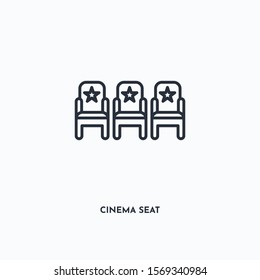 cinema seat outline icon. Simple linear element illustration. Isolated line cinema seat icon on white background. Thin stroke sign can be used for web, mobile and UI.