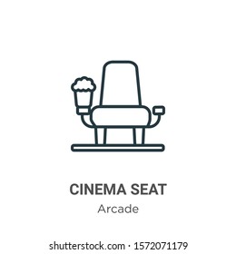 Cinema seat outline vector icon. Thin line black cinema seat icon, flat vector simple element illustration from editable entertainment concept isolated on white background