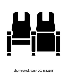 Cinema Seats Icon. Black Stencil Design. Vector Illustration.