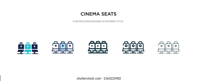 cinema seats icon in different style vector illustration. two colored and black cinema seats vector icons designed in filled, outline, line and stroke style can be used for web, mobile, ui