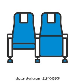 Icono de asientos de cine. Contorno de negrita editable con diseño de relleno de color. Ilustración vectorial.