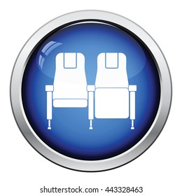 Cinema seats icon. Glossy button design. Vector illustration.