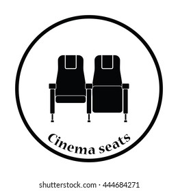 Cinema seats icon. Thin circle design. Vector illustration.