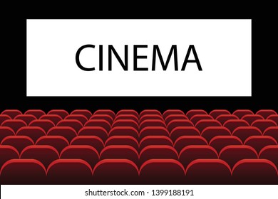 Cinema seats and screen vector illustration. Movie time