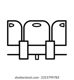 Ilustración del icono vectorial de los asientos de cine aislada en fondo blanco cuadrado. Sencillo dibujo plano minimalista de dibujos animados estilo dibujo.