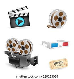 La colección de cine sobre fondo blanco