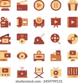 Cinema set icon illustartion vector stock