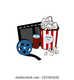 Cinema set with popcorn beverage 
