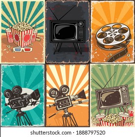 Cinema set of posters Vector