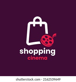 Kino mit Shopping-Logo-Design, Vektorsymbol Symbol Zeichen zur Illustration kreativer Idee