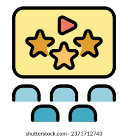 Cinema show icon outline vector. Film event. Place admission color flat