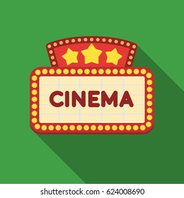 Cinema signboard icon in flat style isolated on white background. Films and cinema symbol stock vector illustration.