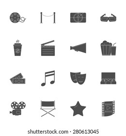 Cinema silhouettes icons set vector graphic design