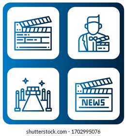 cinema simple icons set. Contains such icons as Clapperboard, Actor, Red carpet, can be used for web, mobile and logo