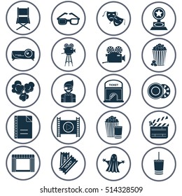 Cinema simple icons set for web and mobile design
