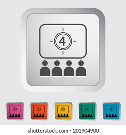 Cinema. Single flat icon on the button. Vector illustration.