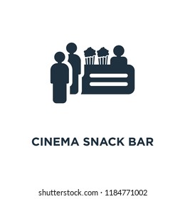 Cinema Snack Bar icon. Black filled vector illustration. Cinema Snack Bar symbol on white background. Can be used in web and mobile.