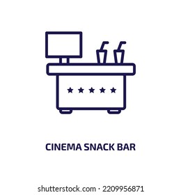 Cinema Snack Bar Icon From Cinema Collection. Thin Linear Cinema Snack Bar, Snack, Bar Outline Icon Isolated On White Background. Line Vector Cinema Snack Bar Sign, Symbol For Web And Mobile