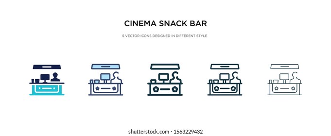 cinema snack bar icon in different style vector illustration. two colored and black cinema snack bar vector icons designed in filled, outline, line and stroke style can be used for web, mobile, ui