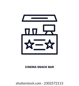 cinema snack bar icon. Thin line cinema snack bar icon from cinema and theater collection. Outline vector isolated on white background. Editable cinema snack bar symbol can be used web and mobile