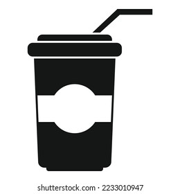 Cinema soda cup icon simple vector. Video film. Festival reel