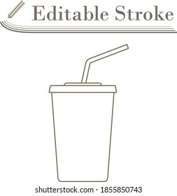 Cinema Soda Drink Icon. Editable Stroke Simple Design. Vector Illustration.