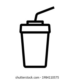 Cinema Soda Drink Icon. Editable Bold Outline Design. Vector Illustration.