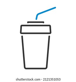 Cinema Soda Drink Icon. Editable Bold Outline With Color Fill Design. Vector Illustration.