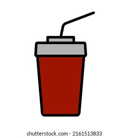 Cinema Soda Drink Icon. Editable Bold Outline With Color Fill Design. Vector Illustration.