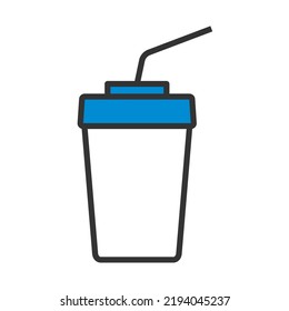 Cinema Soda Drink Icon. Editable Bold Outline With Color Fill Design. Vector Illustration.