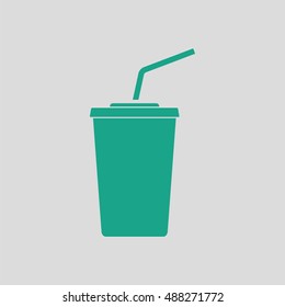 Cinema soda drink icon. Gray background with green. Vector illustration.