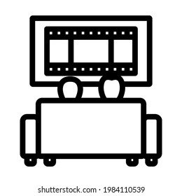 Icono del Sofá del cine. Diseño de contorno negrita editable. Ilustración vectorial.