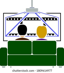 Cinema Sofa Icon. Flat Color Design. Vector Illustration.