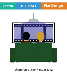 Cinema sofa icon. Flat color design. Vector illustration.