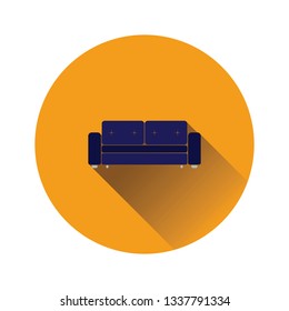 Cinema sofa icon on gray background, round shadow. Vector illustration.