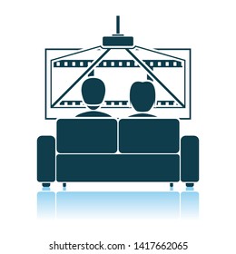Cinema Sofa Icon. Shadow Reflection Design. Vector Illustration.