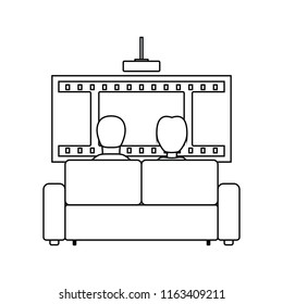 Cinema sofa icon. Thin line design. Vector illustration.