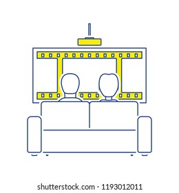 Cinema sofa icon. Thin line design. Vector illustration.