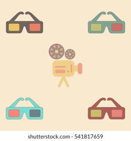 cinema spectacles Vector illustration Collection in flat style 3d movie glasses
