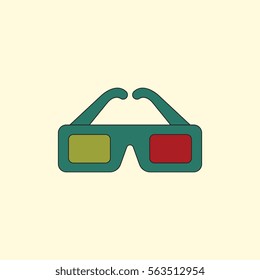 cinema spectacles Vector illustration in flat style 3d movie glasses